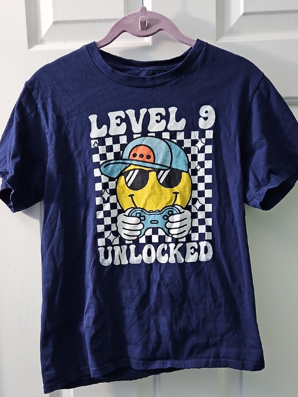 Kids "Level 9 Unlocked" Navy Graphic Tee